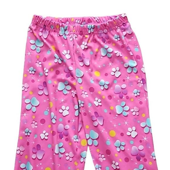 NWOT Girls Pink Paw Print Pajama Sleep Pants with Ruffle Hem Trim Size 6 - Picture 3 of 4